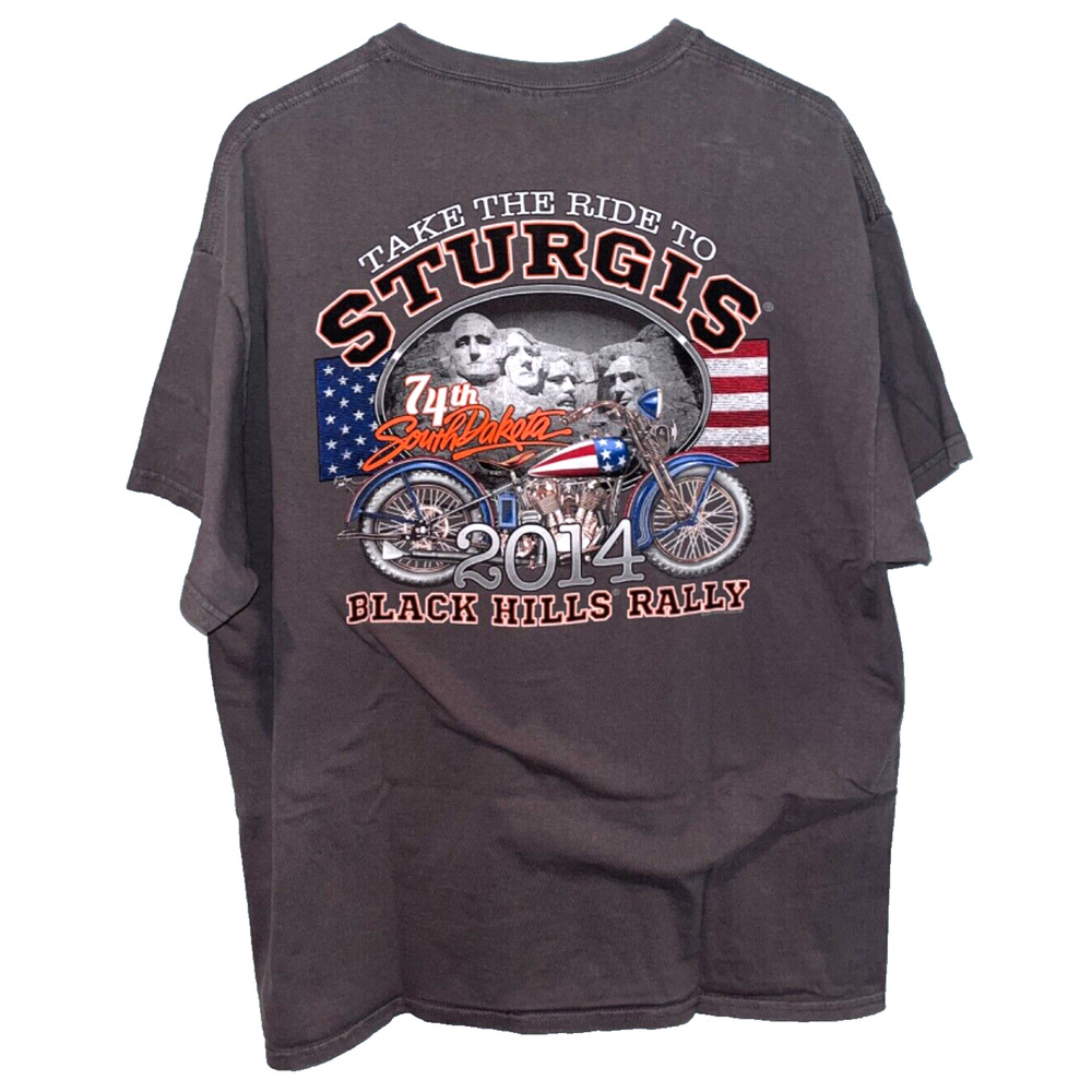 Sturgis 2014 Black Hills Motorcycle Rally Size XL T-shirt Mount Rushmore USA - Picture 4 of 7